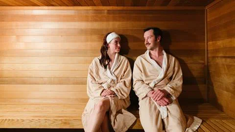Couple using sauna at Solitude Mountain Spa