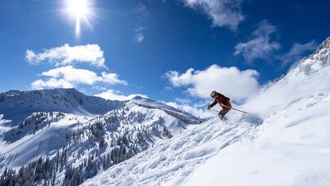 Skiing pow on Highway to Heaven at Solitude Mountain Resort