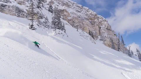 Snowboarder in Honeycomb Canyon